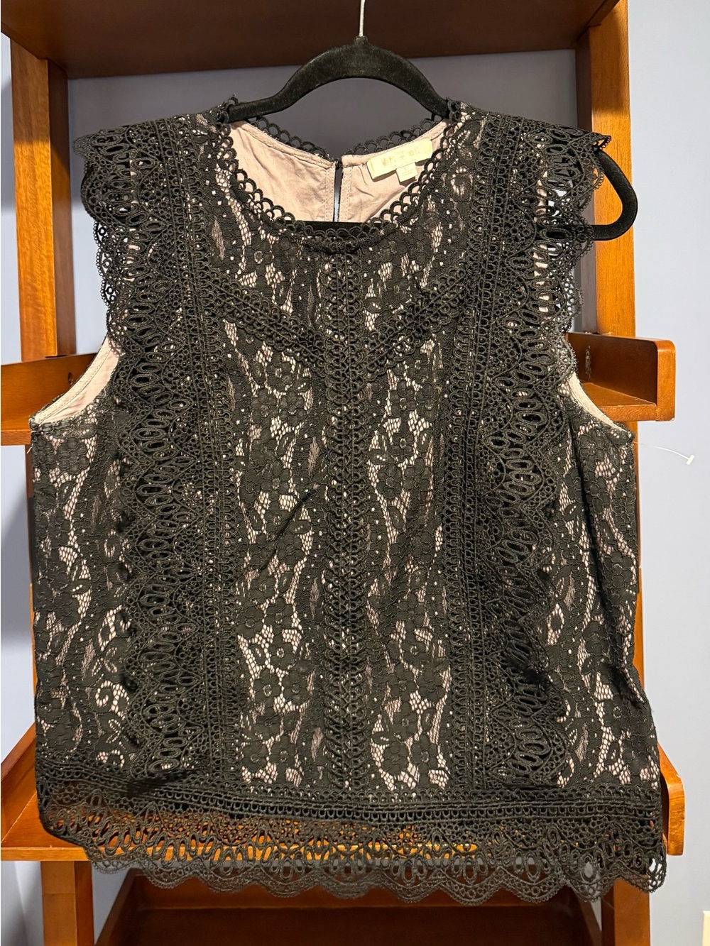 Black Lace Sleeveless Crochet-Trim Camisole